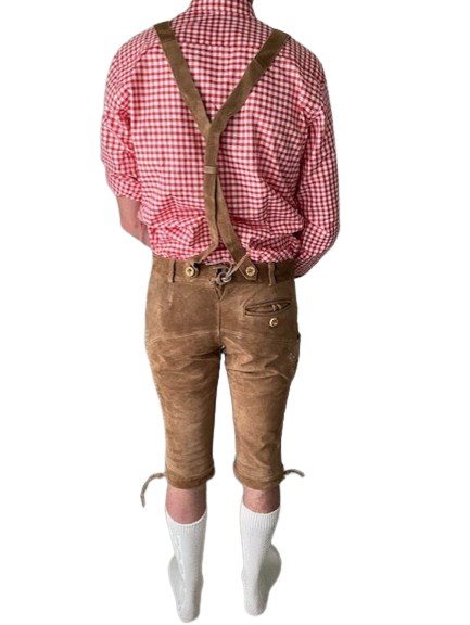 Lederhose donkerbruin mannen achterkant Nederland / Lederhosen / Lederhose / Lederhosen kopen / Lederhose oktoberfest / Lederhosen outfit / Oktoberfest lederhosen