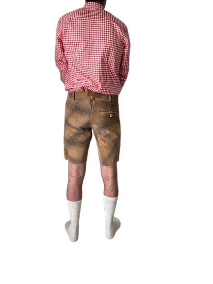 Lederhose bruin riem mannen Nederland achterkant /  Lederhosen / Lederhose / Lederhosen kopen / Lederhose oktoberfest / Lederhosen outfit / Oktoberfest lederhosen